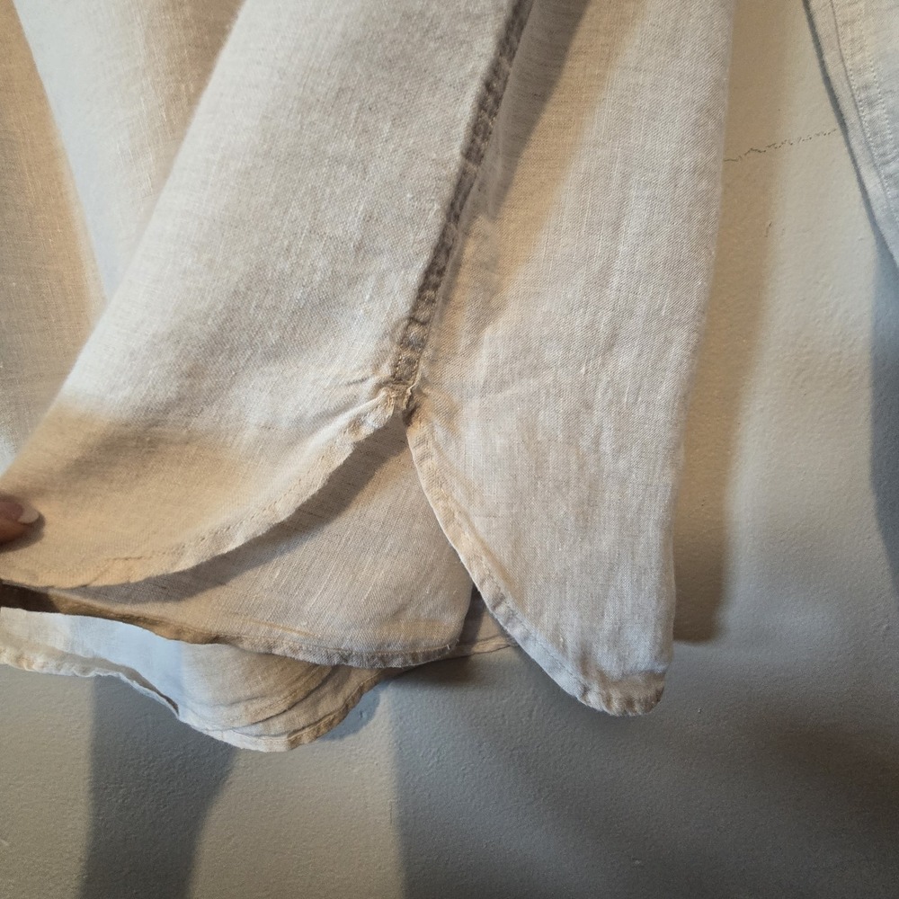 Talbots Linen Blouse Popover Top Shirt Women's L Beige Resort Summer Neutral - Picture 5 of 10